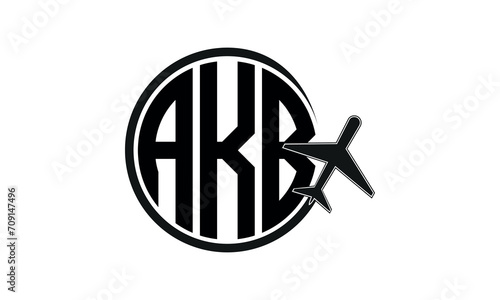 AKB three initial letter circle tour & travel agency logo design vector template. hajj Umrah agency, abstract, wordmark, business, monogram, minimalist, brand, company, flat, tourism agency, tourist