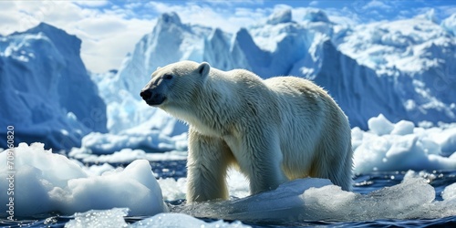 The polar bear lost its ice habitat due to melting caused by global warming