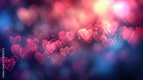 Background of blurred hearts, creating a soft, dreamy effect that is synonymous with romance and love, perfect for Valentine's Day themes or romantic decorations