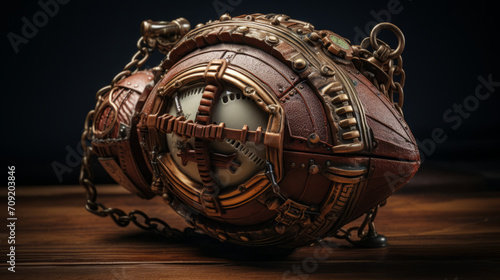 american football ball in steampunk style