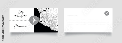 Travel Coupon to Africa Liberia Monrovia postcard vector illustration