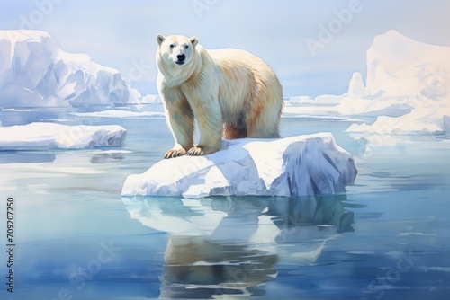 A polar bear on an ice floe. International Polar Bear Day Card