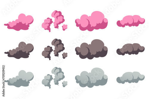 Smell cloud bad stink smelly armpit isolated set. Vector flat graphic design illustration
