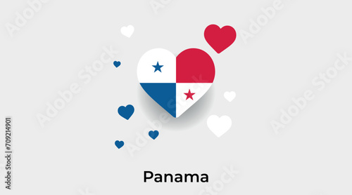 Panama flag heart shape with additional hearts icon vector illustration