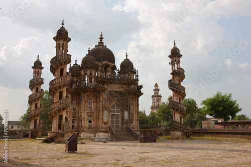 India Mahabat Maqbara Mausoleum of Bhavnagar on a cloudy winter day