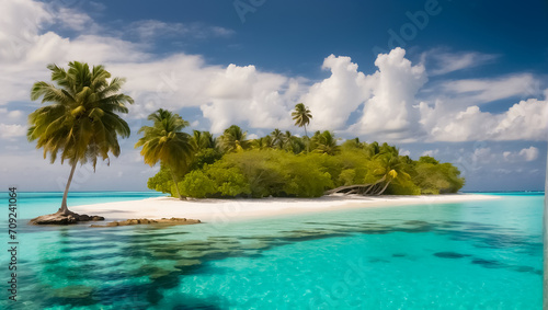 Beautiful beach on an island in the Maldives travel