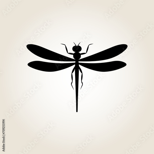 Dragonfly silhouette. Cute dragonfly vector icon and illustration