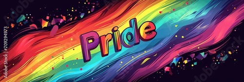 Happy pride month, abstract background with "Pride" written on it