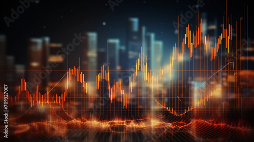 Stock market chart lines, financial graph on technology abstract background represent financial crisis, financial meltdown. Technology concept, trading market concept 