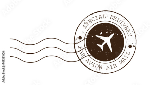 Par avion, Air mail - postal rubber stamp