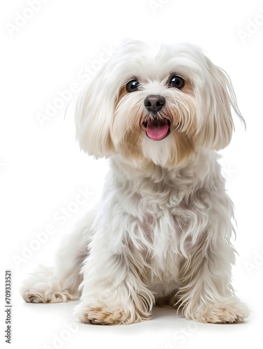 Generative AI : rare white dog isolated on white