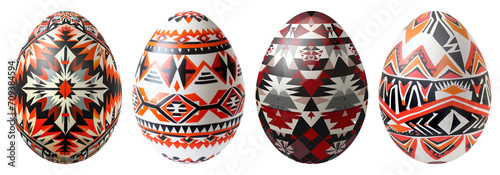 Four Native American Indian design Easter Eggs with a transparent background