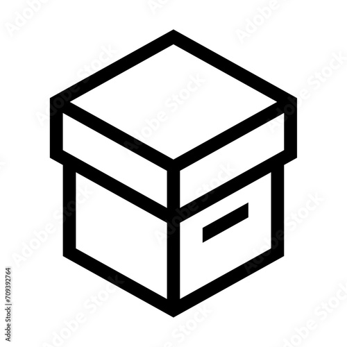 Icono de caja de almacenamiento. Paquete sellado, seguro y protegido. Ilustración vectorial