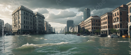 Devastation of a Dystopian City ravaged by Climate Change and Global Warming.