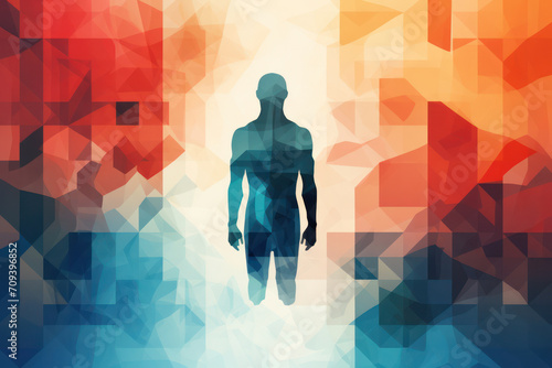 Human Health in Motion: Silhouette of a Fit Male Athlete in Blue, Symbolizing Science and Technology in Modern Medicine