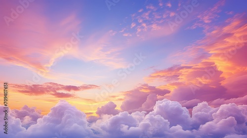 puffy cumulus sky background illustration serene peaceful, expansive ethereal, heavenly billowy puffy cumulus sky background