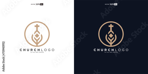 church logo design, inspiration church logo, christian logo symbol illustration.