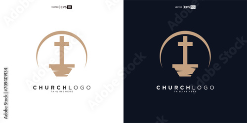 church logo design, inspiration church logo, christian logo symbol illustration.