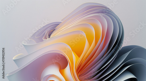 3Dスパイラル構造背景 抽象画_オレンジ色 An 3D spiral abstract structure with orange colors. Background [Generative AI]