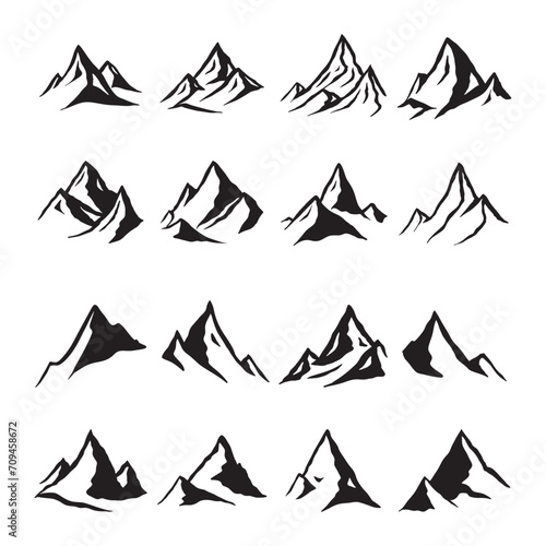 set of mountain silhouette vector