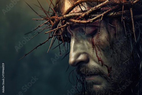 Jesus in a crown of thorns A portrait of suffering and redemption
