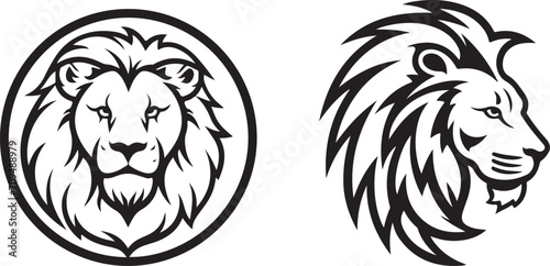 minimal style lion head logo design illustration generative ai