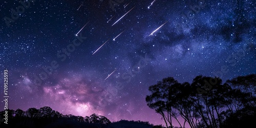 美しい夜空と流れ星のイメージ01