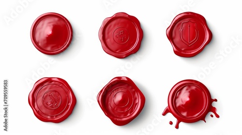 vector red wax seals set for letter and envelope 