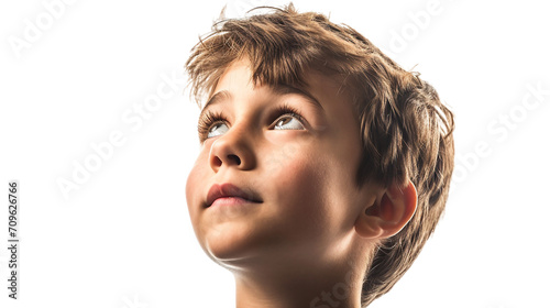 American Boy Gazing Upward on a transparent background, Generative Ai