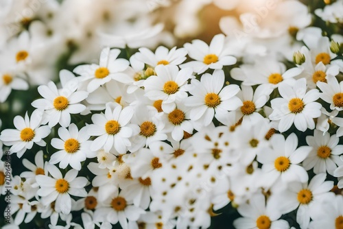 white and yellow flowers, Close Up Photo of a Bed of White Flowers