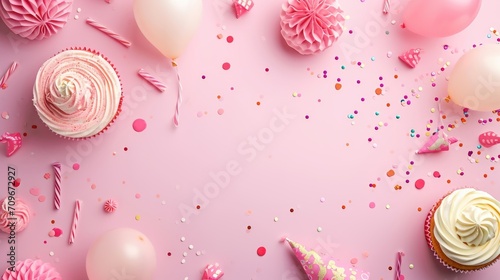 Happy birthday invitation card and instagram social media post background, party decoration