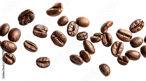 a roasted coffee bean on the air isolated on a transparent background, a falling coffee bean png, International Coffee Day concept