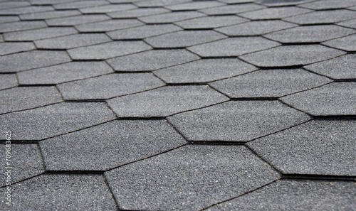 Hexagonal gray shingle roof tile background