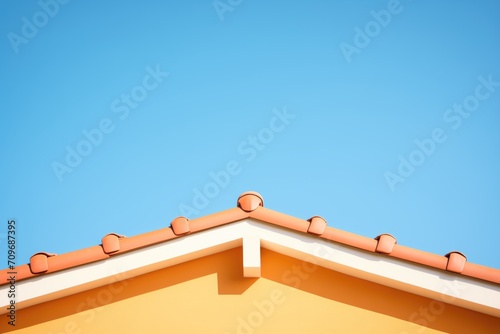 terracotta roof ridge detail against a clear sky