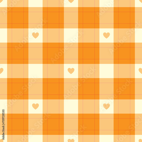 Gingham pattern with hearts. Seamless tartan vichy check plaid for gift card, wrapping paper, invitation on Valentines Day print