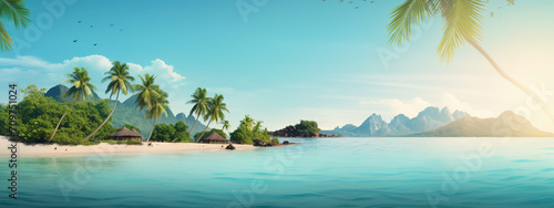 Flyer or banner design for vacations and travel destination, sale and promotion campaign.