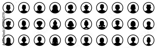 User people silhouette. Black silhouette people avatar. User people icons. Circle people avatar icons. Profile signs