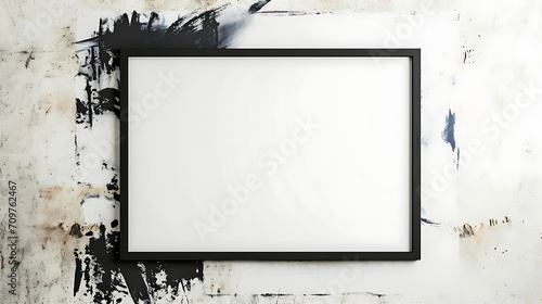 Simple artists rendition of a thin black frame - rustic handdrawn style full color on white canvas