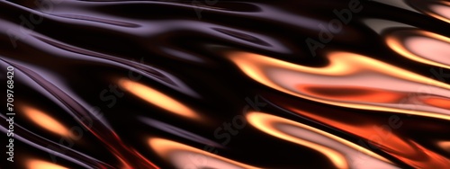 Copper metal thin curtain liquid-like, displacement, surface Elegant and Modern 3D Rendering Abstract Background