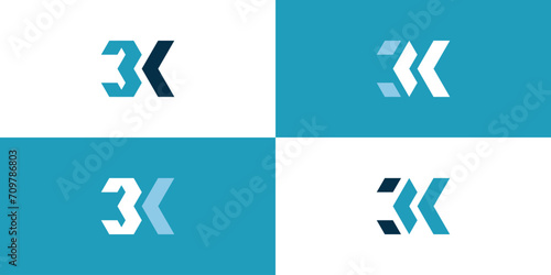 Collection of 3 K or B K initials vector logo designs
