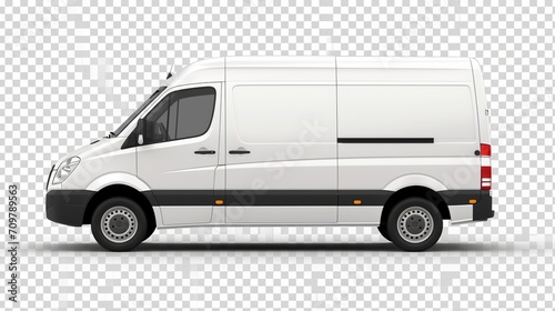 isolated white van over transparent surface 