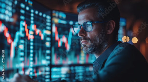 Explore the stock market trends with analytical visuals of businessman planning long term investments and future business growth, Navigate towards success with smart strategies.