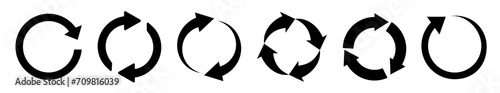 Set of circle arrows. Refresh, reload, recycle, loop rotation sign collection. 