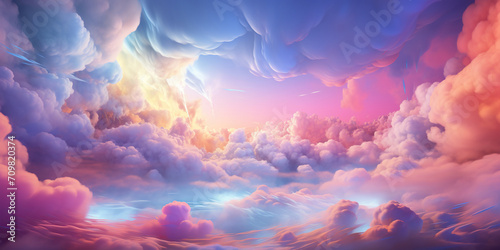 abstract fantasy background of colorful sky with neon clouds