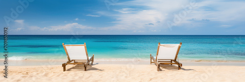 Relax on sun loungers on a paradisiacal beach