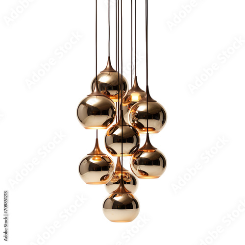 front view of Clustered Orb hanging pendant lamp isolated on a white transparent background 