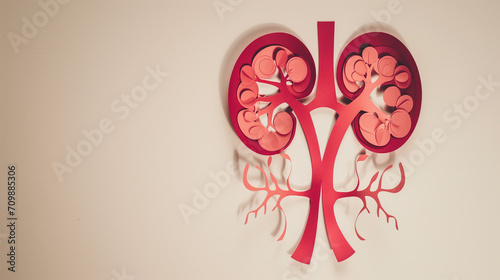 mockup of a kidney cut out of paper on a light background