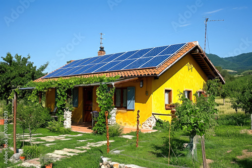 Fotografía de una comunidad que genera su propia energía a través de paneles solares