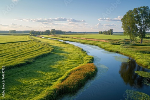 The typical dutch polder landscape at the end of summer, Langerak, Zuid-Holland,