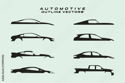 set of outline automotive vector collection minimal silhouette